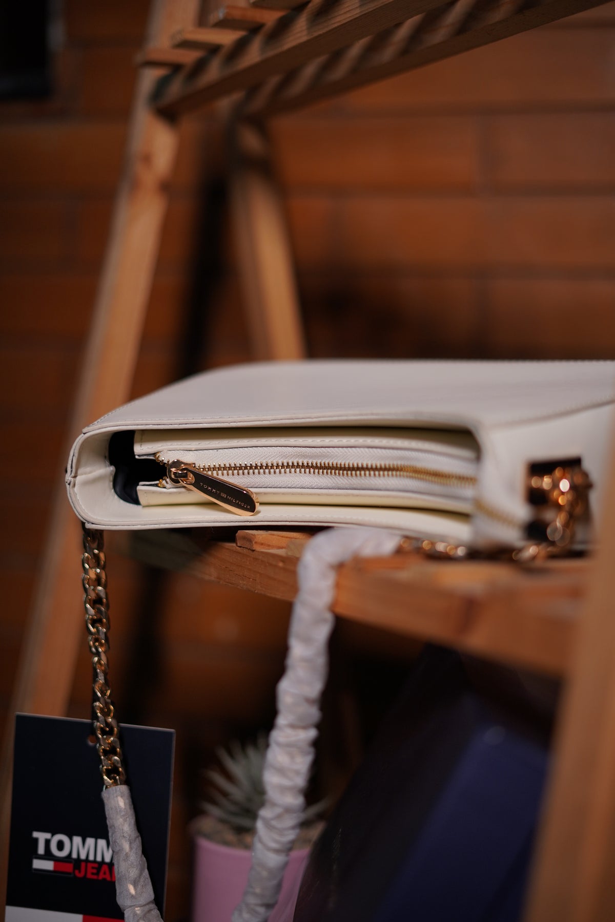 A3. Classic White Crescent Shoulder Bag