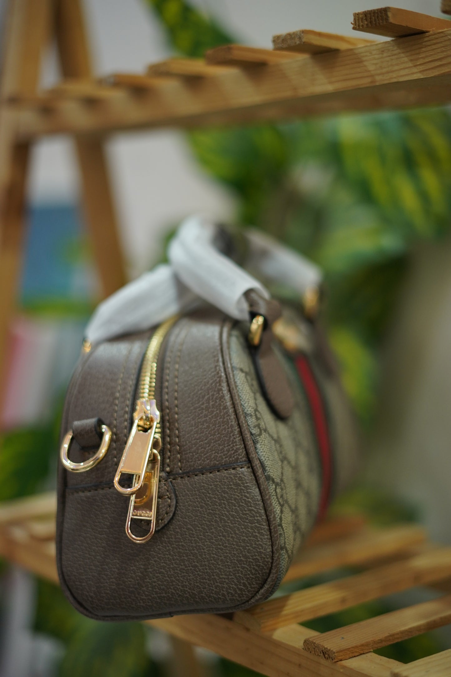 A6. Gucci Heritage Web Boston Satchel