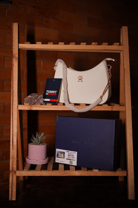 A3. Classic White Crescent Shoulder Bag