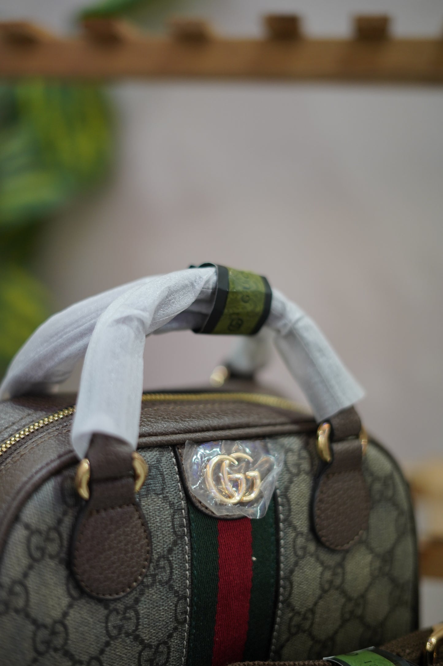 A6. Gucci Heritage Web Boston Satchel
