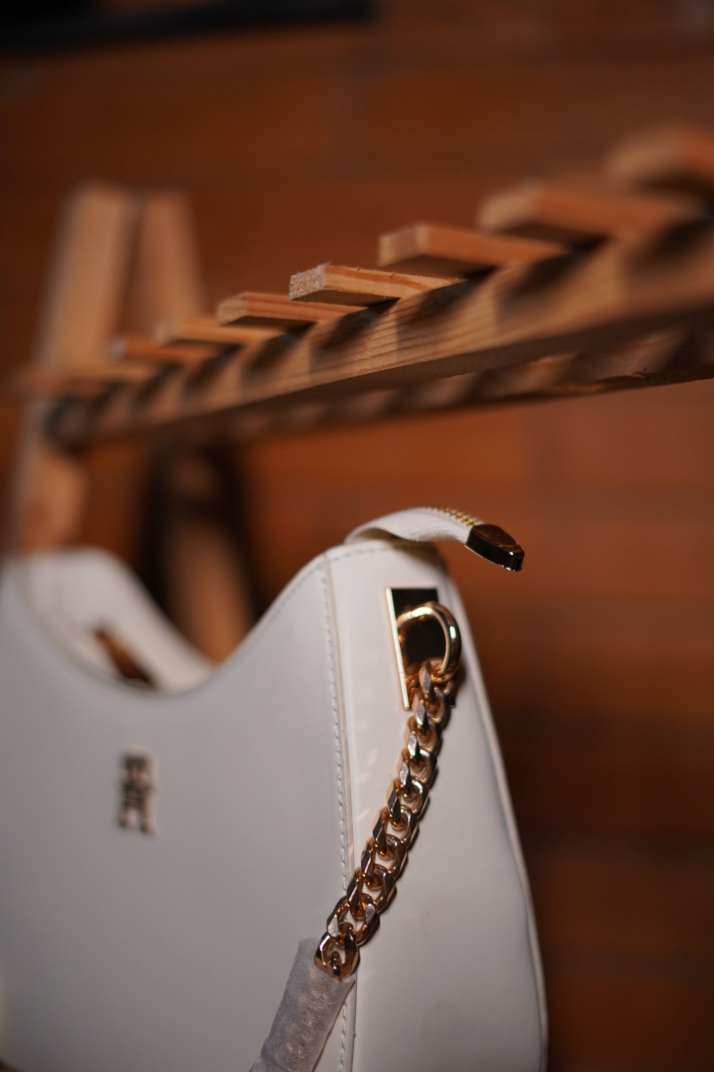 A3. Classic White Crescent Shoulder Bag