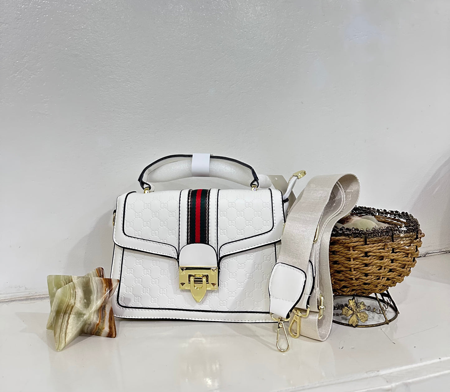 Gucci structured top handle crossbody bag