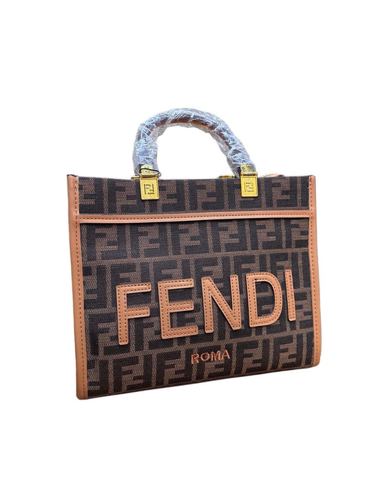 Fendi FF Monogram Roma Tote Bag (Brown/Tan)