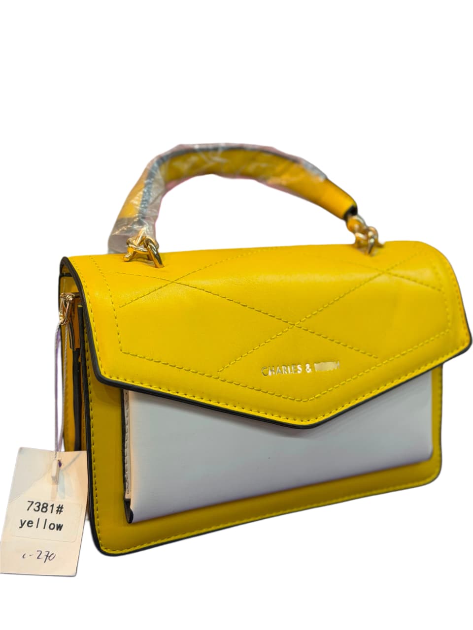 Charles & Keith Yellow Top Handle Crossbody Bag